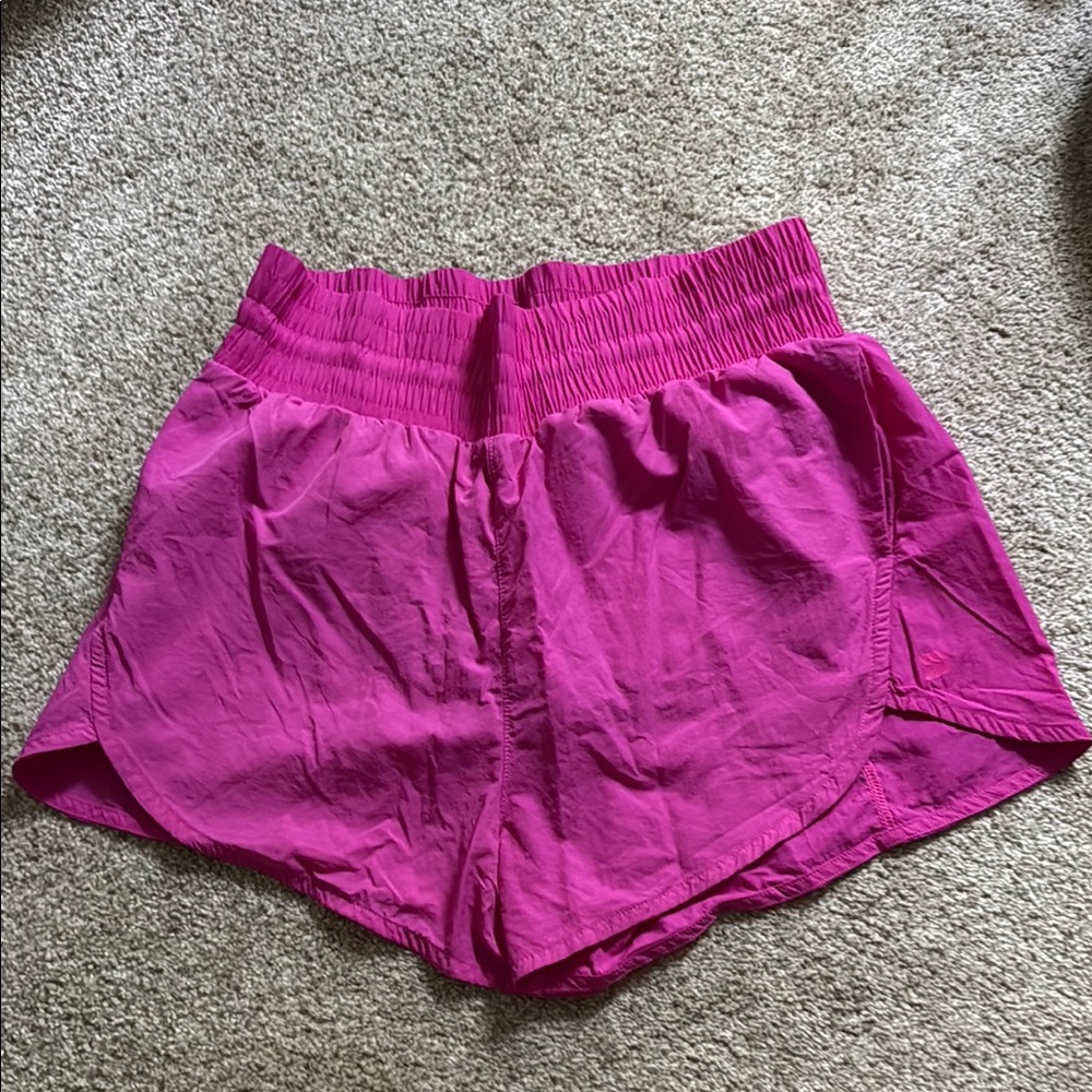 all in motion Smocked-Waist Athletic Shorts in Fuchsia